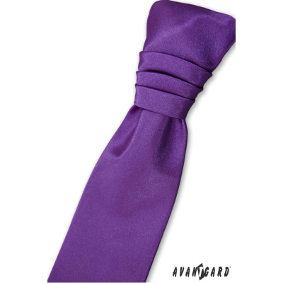 Fioletowy krawat angielski dla chłopca + poszetka