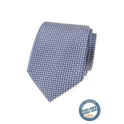 Jedwabny krawat z niebieskim wzorem