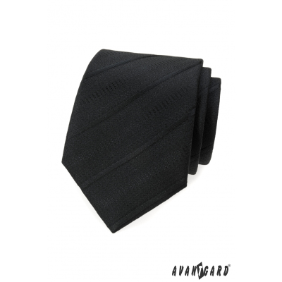Czarny krawat w ukośne paski