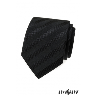 Czarny krawat w szerokie paski