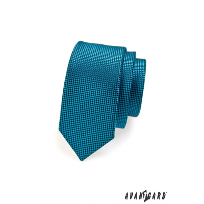 Wąski pikowany krawat w kolorze niebieskim