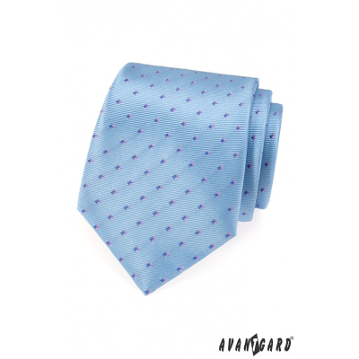 Średnio niebieski krawat w niebieskie i różowe kwadraty