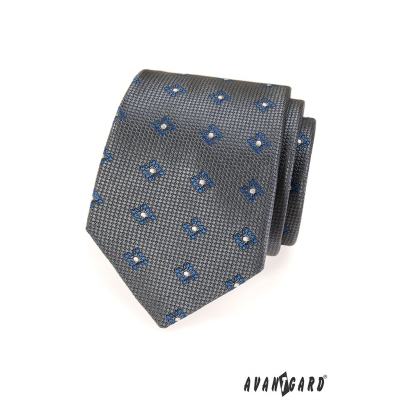 Krawat w szare niebieskie kwadraty
