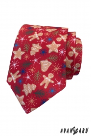 Czerwony krawat ze świątecznym motywem