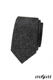 Wąski krawat z fakturą w kolorze szarym