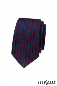 Wąski krawat z kolorowym geometrycznym wzorem