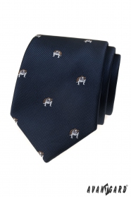 Niebieski krawat Bulldog wzór