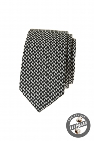 Czarno-biały bawełniany wąski krawat