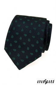 Niebieski krawat z zielonym motywem