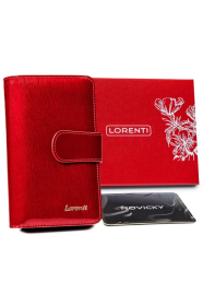 Czerwony skórzany portfel damski Lorenti