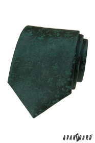 Zielony krawat z kwiatowym reliefem