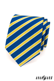 Niebieski krawat w żółte paski