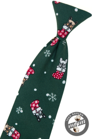 Zielony krawat 44 cm z motywem świątecznym