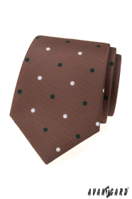 Jasnobrązowy krawat w kropki