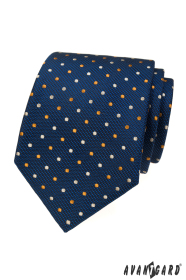 Niebieski strukturyzowany krawat w kropki