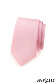 Matowy, wąski różowy krawat