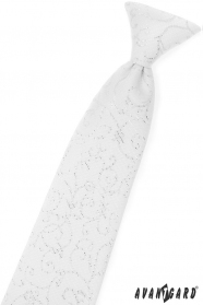 Biały krawat dla chłopca z ozdobami