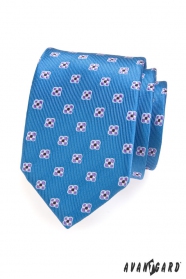 Krawat męski w niebieskie wzory z kwiatami