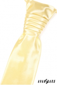 Krawat ślubny lekko żółty gładki