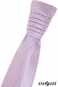Angielski krawat w fioletowe paski i poszetkę