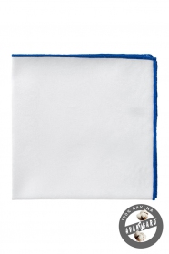 Biała bawełniana poszetka z niebieską obwódką