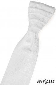 Ślubny biały krawat z błyszczącym wzorem