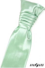 Delikatny zielony krawat ślubny z poszetką