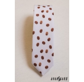 Kremowy wąski krawat z ziarnami kawy - szerokość 5 cm