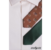 Brązowy wąski krawat, wzór rowerowy - szerokość 5 cm