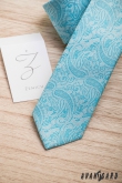 Turkusowy wąski krawat we wzór paisley - szerokość 6 cm