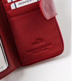 Czerwony skórzany portfel damski Lorenti - 9,5 x 17 x 3,5
