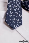 Niebieski krawat z podkowami - szerokość 7 cm