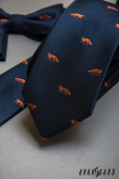 Krawat z pomarańczowym lisem - szerokość 7 cm