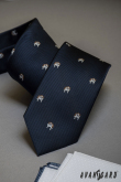 Niebieski krawat Bulldog wzór - szerokość 7 cm