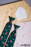 Zielony krawat 31 cm z motywem świątecznym - długość 31 cm
