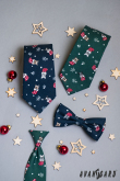 Zielony krawat 31 cm z motywem świątecznym - długość 31 cm