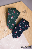 Zielony świąteczny krawat z buldogiem - szerokość 7 cm