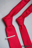 Czerwony krawat w strukturalny wzór - szerokość 6 cm