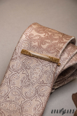 Beżowy krawat z motywem paisley - szerokość 7 cm