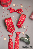 Czerwony krawat z piernikiem świątecznym - szerokość 7 cm