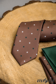 Jasnobrązowy krawat w kropki - szerokość 7 cm