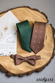 Jasnobrązowy krawat w kropki - szerokość 7 cm