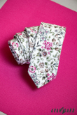 Bawełniany krawat z motywem wiosennym - szerokość 5 cm