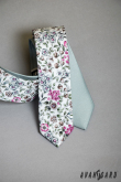 Bawełniany krawat z motywem wiosennym - szerokość 5 cm