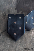 Niebieski krawat Brązowy pies - szerokość 7 cm