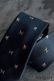 Niebieski krawat Brązowy pies - szerokość 7 cm