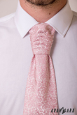 Krawat angielski,pudrowy róż we wzór paisley - uni