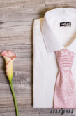 Krawat angielski,pudrowy róż we wzór paisley - uni