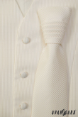 Kremowy angielski krawat w paski i poszetkę - uni
