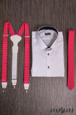 Wąski czerwony krawat w białe kropki - szerokość 5 cm
